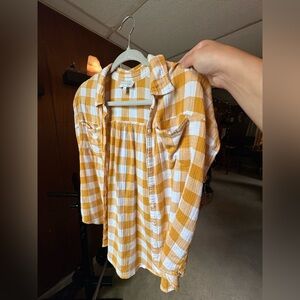 Lucky Brand Mustard and White Plaid Shirt